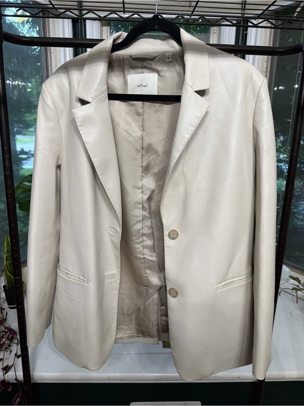 Wilfred Ivory vegan Leather Blazer Jacket - Notched Lapel